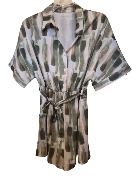 SHEIN Pants - SHEIN Button Front Collar Belted Romper